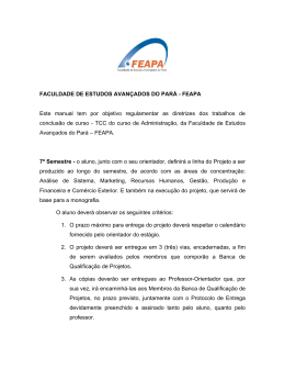 FEAPA Este manual tem por objetivo regulamentar as diretrizes dos