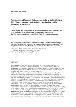 Anxiogenic effects of Tabernaemontana solanifolia A. DC