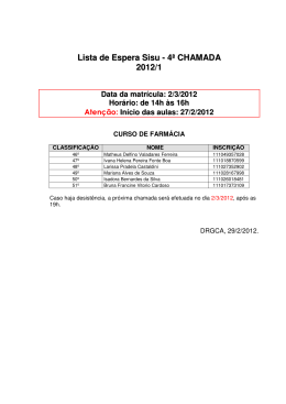 Lista de Espera Sisu - 4ª CHAMADA 2012/1 Data da - Unifal-MG