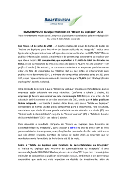 BM&FBOVESPA divulga resultados do “Relate ou Explique” 2015