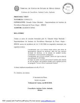 Consulta nº 715673 - Conselheiro Antônio Carlos Andrada