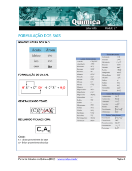 FORMULAÇÃO DOS SAIS - Portal de Estudos em Química