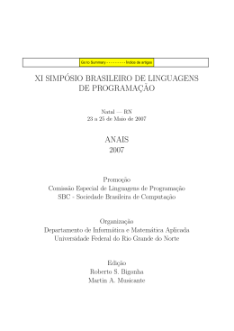 xi simp´osio brasileiro de linguagens de programac¸˜ao anais 2007