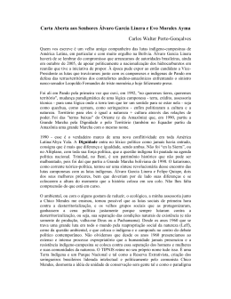 Carta Aberta aos Senhores Álvaro Garcia Linera e Evo Morales