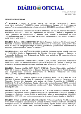 RESUMO DE PORTARIAS: N 0358/2014 - Deferir a ELISA
