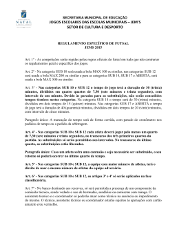 Regulamento de Futsal - Prefeitura Municipal do Natal