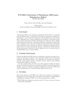FT-OSGi: Extensões à Plataforma OSGi para Tolerância a Faltas