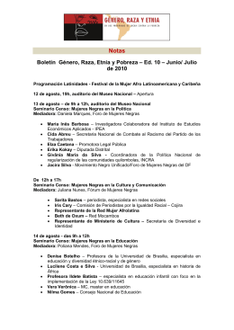 Boletín Género, Raza, Etnia y Pobreza – Ed. 10 – Junio/ Julio de 2010