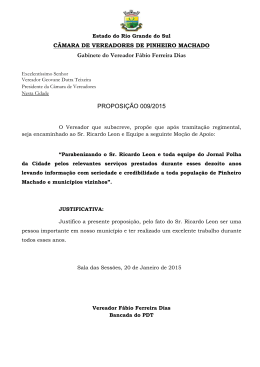 Gabinete do Vereador Fábio Ferreira Dias PROPOSIÇÃO 009/2015