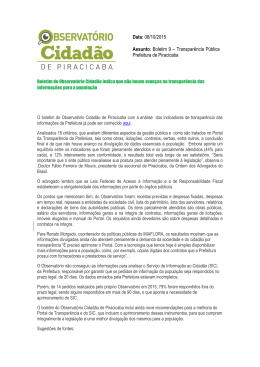 Boletim 9 – Transparência Pública Prefeitura de Piracicaba
