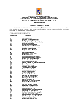 Nomeação Agente Administrativo - Prefeitura Municipal de Pelotas