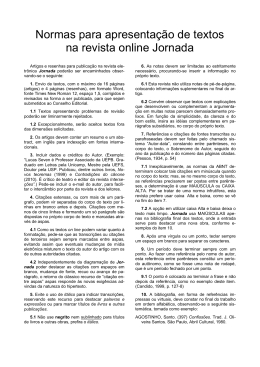 Normas para apresentação de textos na revista online Jornada