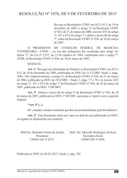 RESOLUÇÃO Nº 1078, DE 9 DE FEVEREIRO DE 2015 - CRMV-SP