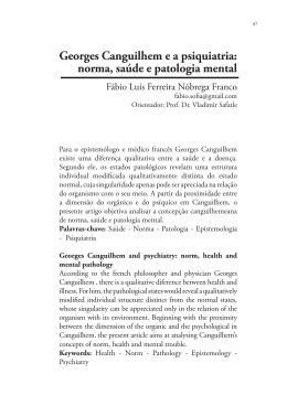 Georges Canguilhem e a psiquiatria: norma, saúde e patologia mental
