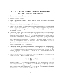 UFABC − FIS104 Mecânica Estat´ıstica 2015 (2 quad.) LISTA 2
