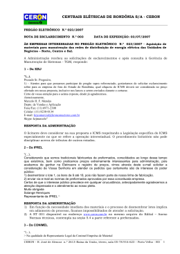 Nota de Esclarecimento N? 003 - Eletrobras Distribuição Rondônia