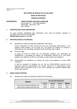 RELATÓRIO DE ENSAIO Nº ELA/190.443/09 REDE DE PROTEÇÃO