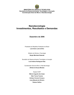 Relatório Nanotecnologia – Investimentos, Resultados e Demandas