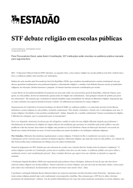 STF debate religião em escolas públicas (O Estado de S. Paulo, 13
