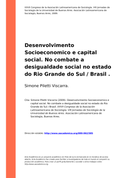 Desenvolvimento Socioeconomico e capital social. No combate a