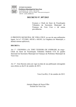 Decreto Nº. 897/2015 - Exonera o Chefe do Setor de Fiscalização