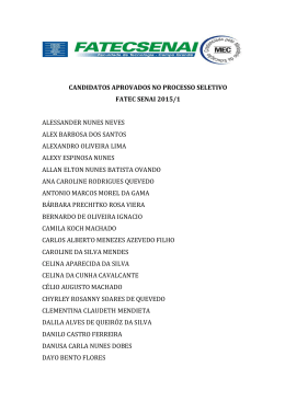 candidatos aprovados no processo seletivo fatec senai 2015/1