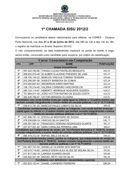 1° chamada - Instituto Federal do Tocantins