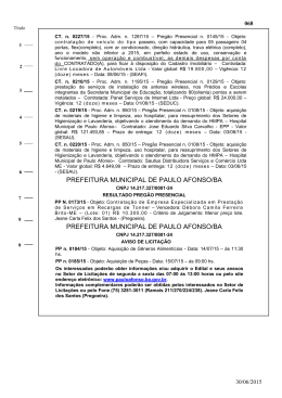 Proc. Adm. Nº 850/15 - Portal da Prefeitura Municipal de Paulo Afonso