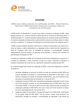 ERSE torna efetiva decisão de certificação da REN – Rede Eléctrica