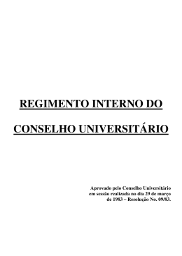 REGIMENTO INTERNO DO CONSELHO UNIVERSITÁRIO