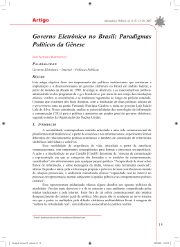 Governo Eletrônico no Brasil: Paradigmas Políticos da