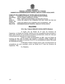 CONFLITO DE COMPETÊNCIA Nº 797/PB (2003.05.99.001664