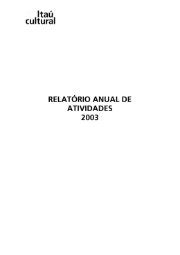 RELATÓRIO ANUAL DE ATIVIDADES 2003