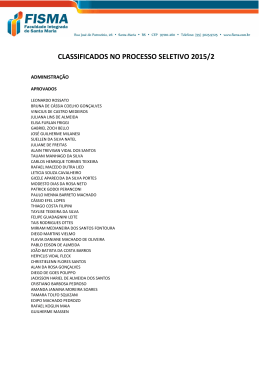 CLASSIFICADOS NO PROCESSO SELETIVO 2015/2