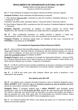 Regimento Eleitoral 2015 - Sociedade Brasileira de Cirurgia Plástica
