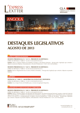 Destaques Legislativos Agosto de 2013