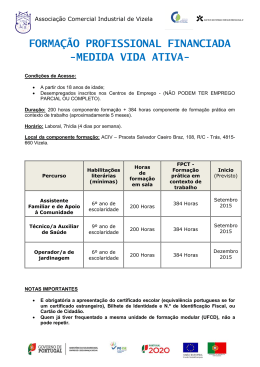 FORMAÇÃO PROFISSIONAL FINANCIADA -MEDIDA VIDA ATIVA-