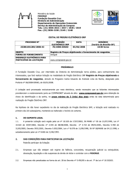 Ministério da Saúde FIOCRUZ Fundação Oswaldo Cruz Diretoria de