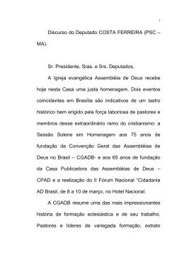 Discurso do Deputado COSTA FERREIRA (PSC – MA). Sr