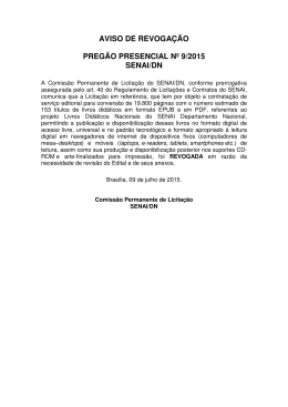 aviso de revogação pregão presencial nº 9/2015 senai/dn