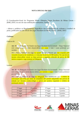 Nota Oficial 024/2015 - JEMG – Jogos Escolares de Minas Gerais