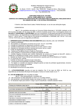 edital complementar nº. 025/2006 - Prefeitura Municipal de Tangará