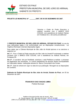 Lei Municipio São João de Arraial – Pagamento de Funcionários