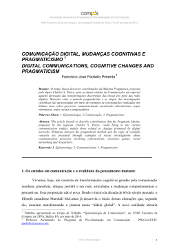 comunicação digital, mudanças cognitivas e pragmaticismo