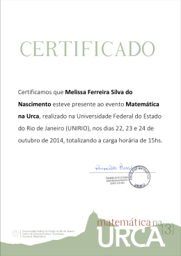 Certificamos que Melissa Ferreira Silva do Nascimento