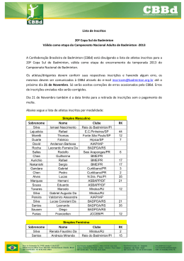 Lista de Inscritos - Confederação Brasileira de Badminton