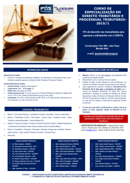 curso de especialização em direito tributário e processual