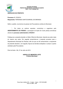 Despacho do Prefeito Processo nº 270/2014.