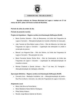 ORDEM DE TRABALHOS - Câmara Municipal de Lagoa