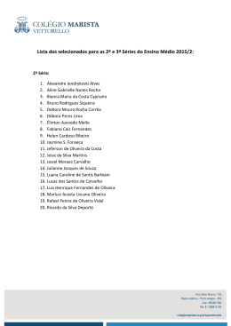 Lista dos selecionados para as 2ª e 3ª Séries do Ensino Médio 2015/2